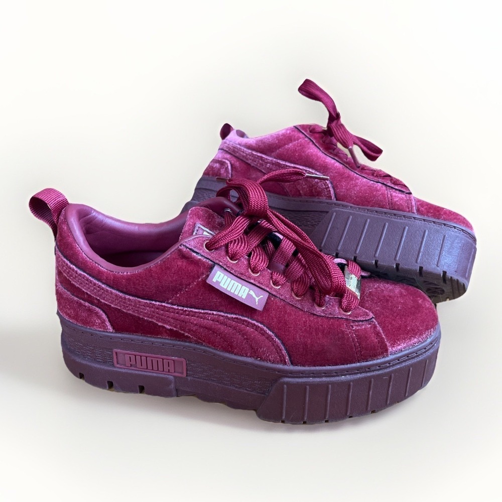 Puma Mayze Platform Shoes Womens 6 Red Velvet Casual Comfort Chunky Sneaker